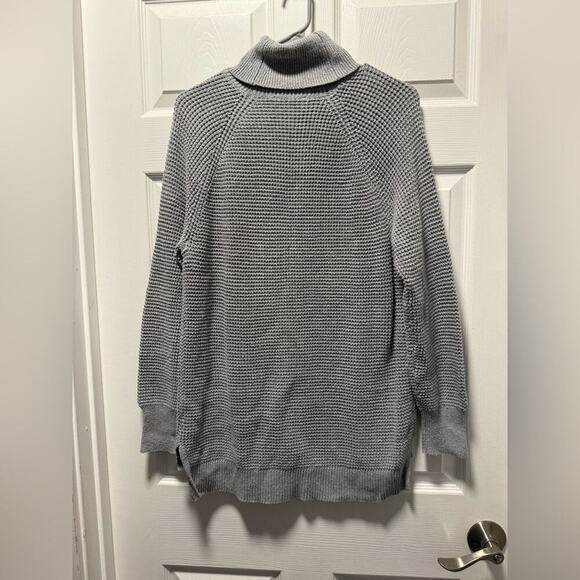 Michael Kors Solid Gray Ribbed Knit Turtleneck Long Sleeve Sweater Women Medium - Picture 5 of 5